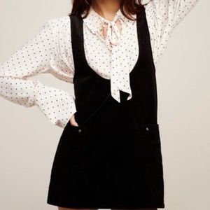 FREE PEOPLE Devoted To You Black Corduroy Mini Jumper Dress